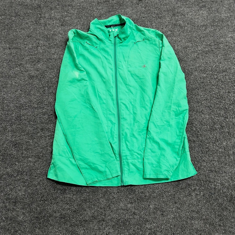 Champion Track Jacket Womens Size M Green Full Zip Mock Neck Athletic Elite